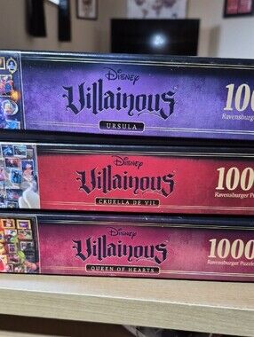 Disney Villainous Ravensburger 1000pc Puzzle Lot Queen Ursula Cruella
